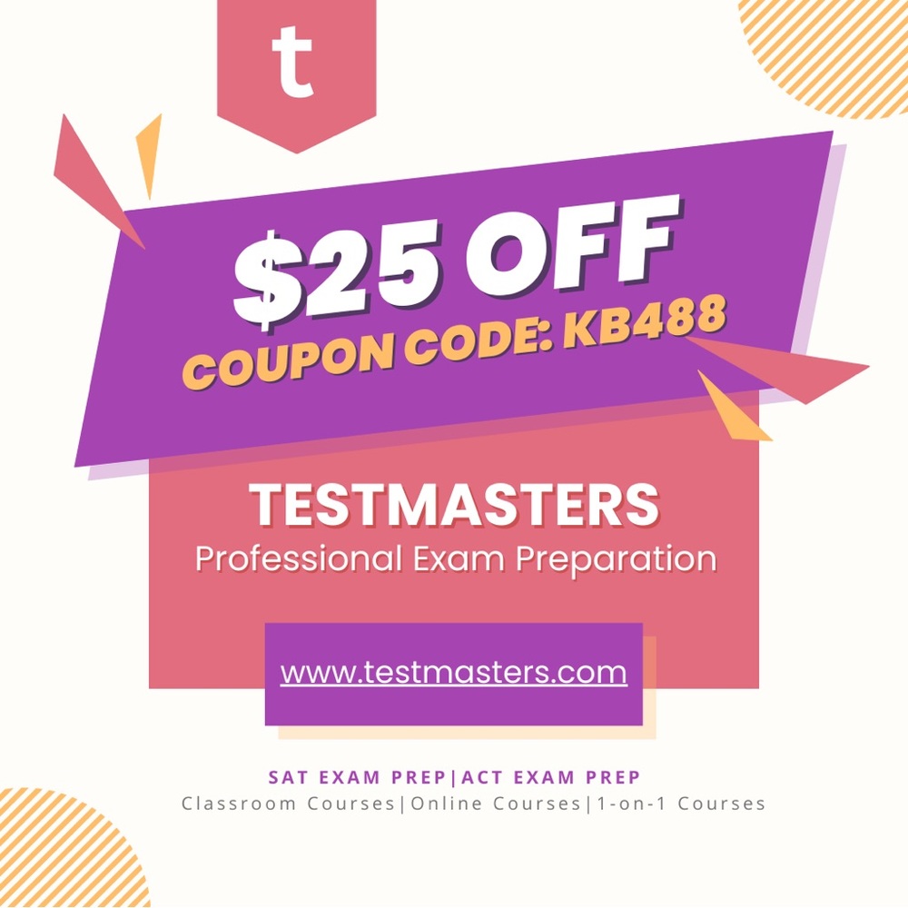 Get TestMasters Prep Course for $25 off!